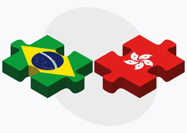 Banderas de China de RAE de Brasil y Hong Kong — Vector de stock