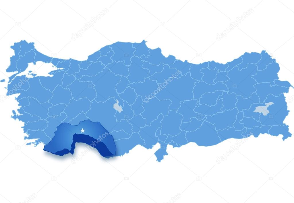 Map of Turkey, Antalya