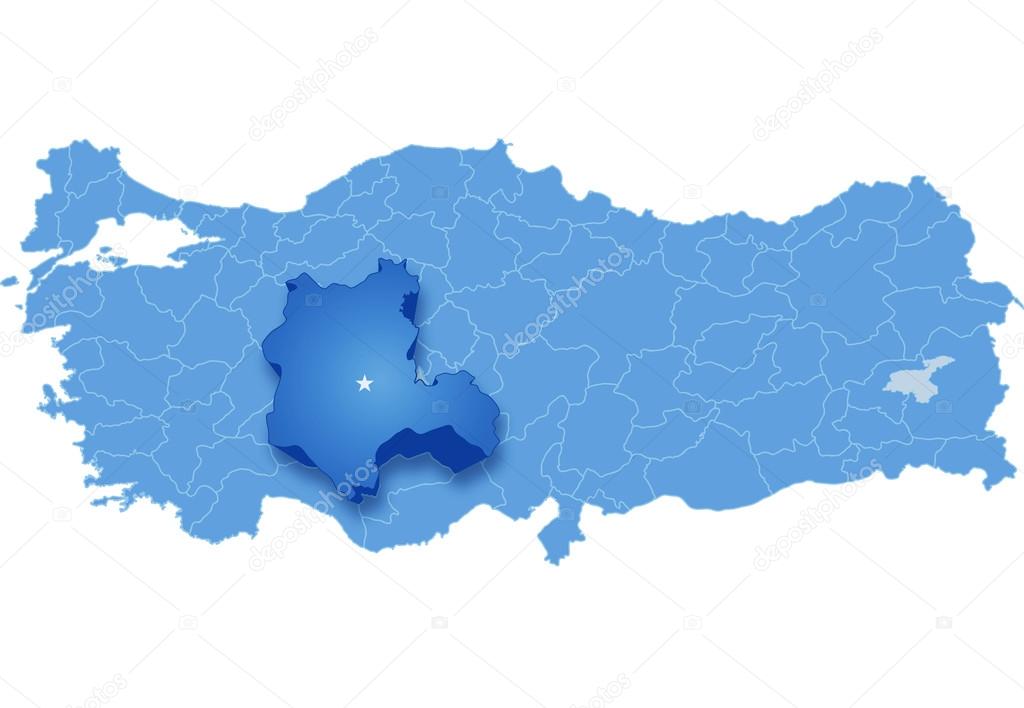 Map of Turkey, Konya