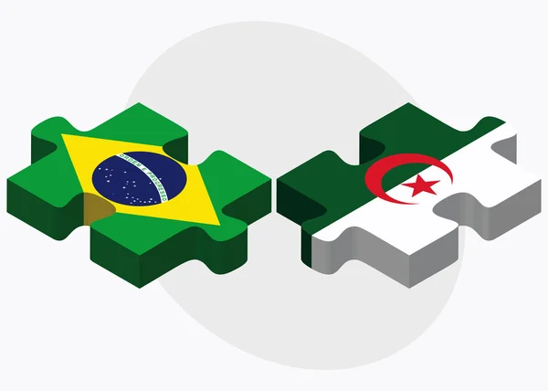 Bandeiras do brasil e da algéria — Vetor de Stock