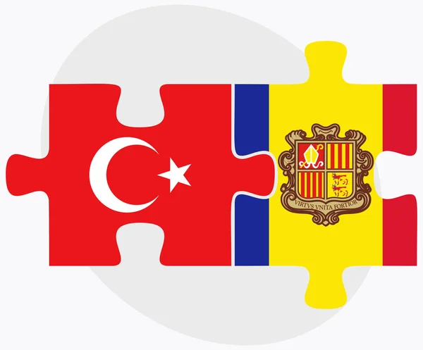 Bandeiras da Turquia e de Andorra no puzzle — Vetor de Stock