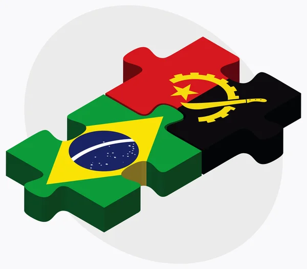 Brazilië en Angola vlaggen — Stockvector