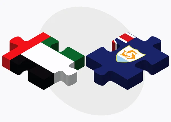 Emirados Árabes Unidos e Bandeiras de Anguilla — Vetor de Stock