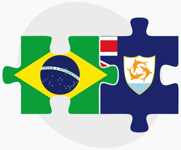 Brasilien och Anguilla flaggor — Stock vektor