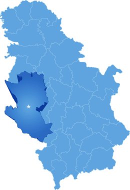 Sırbistan, alt bölümü Zlatibor ilçe Haritası