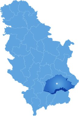 Sırbistan, alt bölümü Jablanica ilçe Haritası