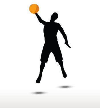 Basketbol oyuncu slhouette slam poz
