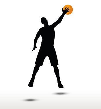 Basketbol oyuncu slhouette slam poz