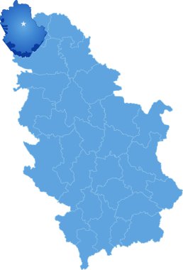 Sırbistan, alt bölümü Batı Backa İlçesi Haritası