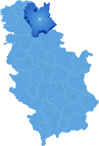 Mapa da Sérvia, Subdivisão Central Banat District — Vetor de Stock