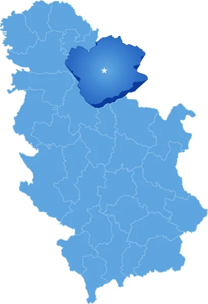 Map of Serbia, Subdivision South Banat District — Stock Vector