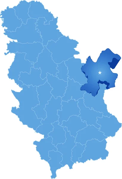 Serbian kartta, osa-alue Bor District — vektorikuva