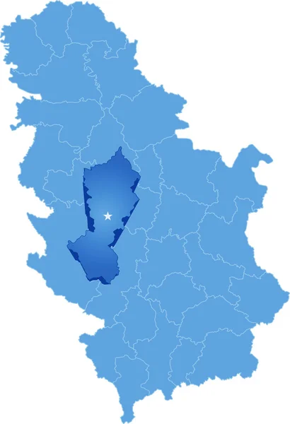 Map of Serbia, Subdivision Moravica District — Stock Vector