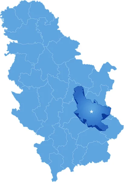 Kaart van Servië, onderverdeling Nisava District — Stockvector