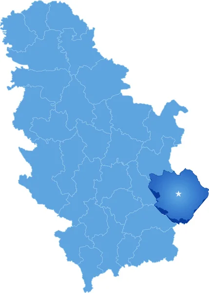 Kaart van Servië, Subdivisie District Pirot — Stockvector