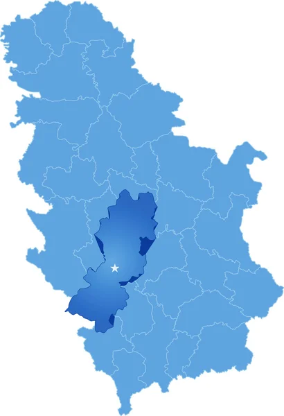 Mapa da Sérvia, Subdivisão Raska District — Vetor de Stock