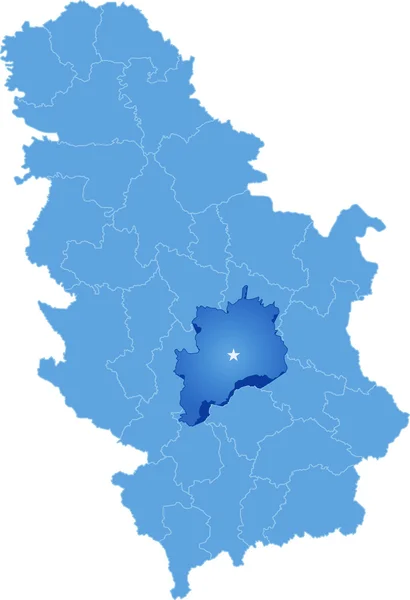 Map of Serbia, Subdivision Rasina District — Stock Vector