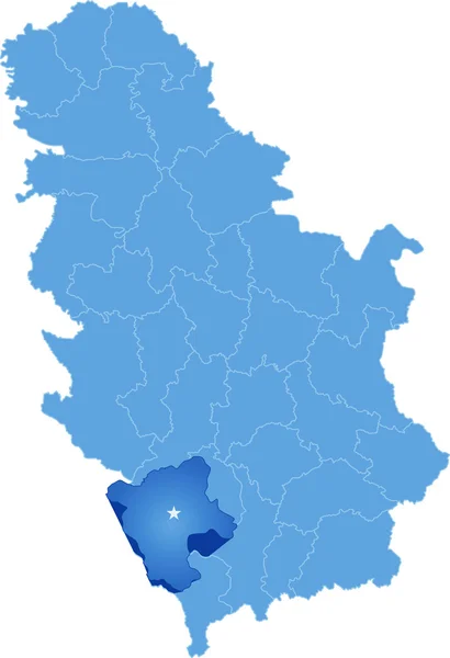 Mapa Serbia, Dzielnica Pec dzielnicy — Wektor stockowy