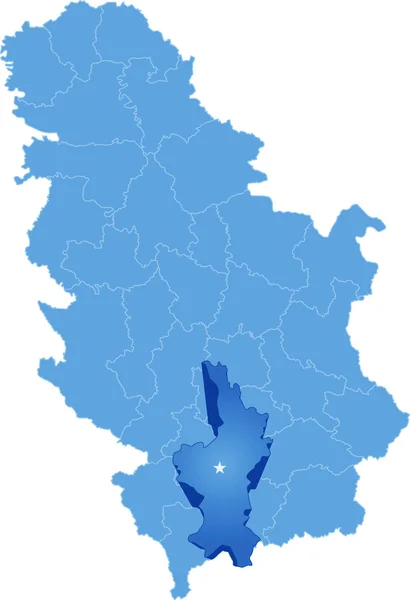 Kaart van Servië, Subdivisie Kosovo District — Stockvector