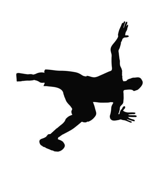 Männersilhouette in fallender Pose — Stockvektor