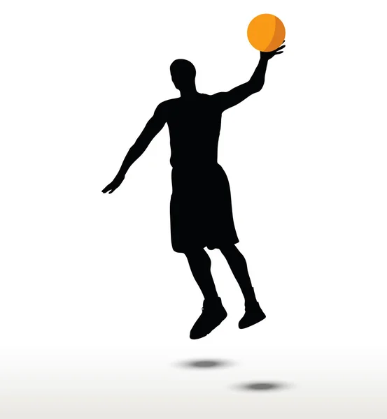 Basketbal speler slhouette in slam pose — Stockvector