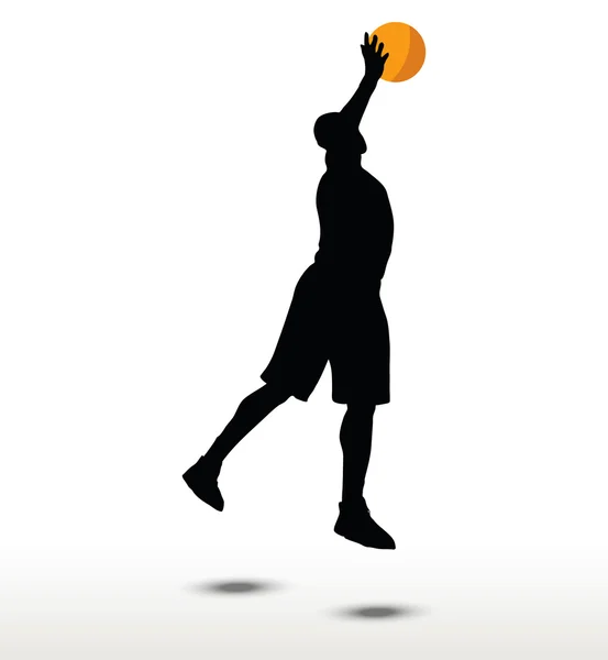 Basketball player slhouette in slam pose — Stock Vector