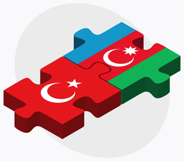 Turkije en Azerbeidzjan vlaggen — Stockvector