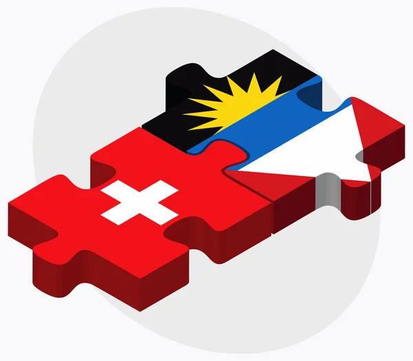 Suíça e Antígua e Barbuda Bandeiras — Vetor de Stock
