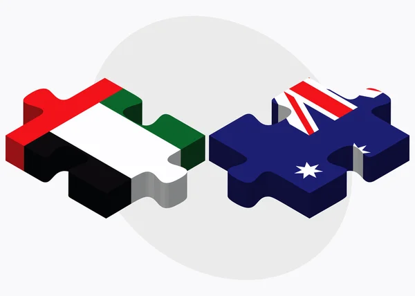 Verenigde Arabische Emiraten en Australië vlaggen — Stockvector