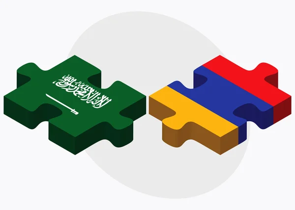 Saudi Arabia and Armenia Flags in puzzle — Stock Vector