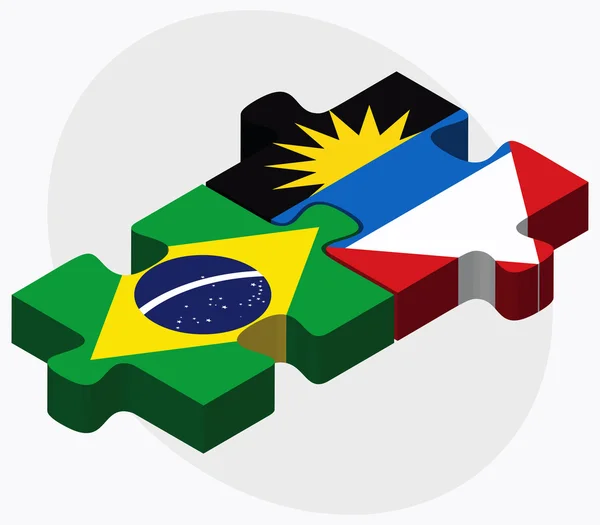 Brasilien och Antigua och Barbuda flaggor — Stock vektor