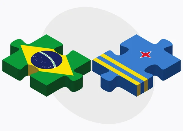 Banderas de Brasil y Aruba — Vector de stock