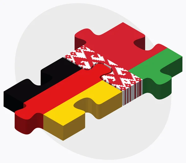 Tyskland och Vitryssland flaggor i pussel — Stock vektor