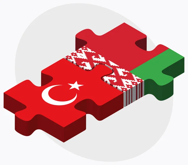 Bandiere Turchia e Bielorussia — Vettoriale Stock