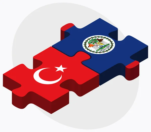 Türkiye ve Belize bayrakları — Stok Vektör