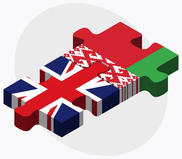 Banderas del Reino Unido y Bielorrusia — Vector de stock