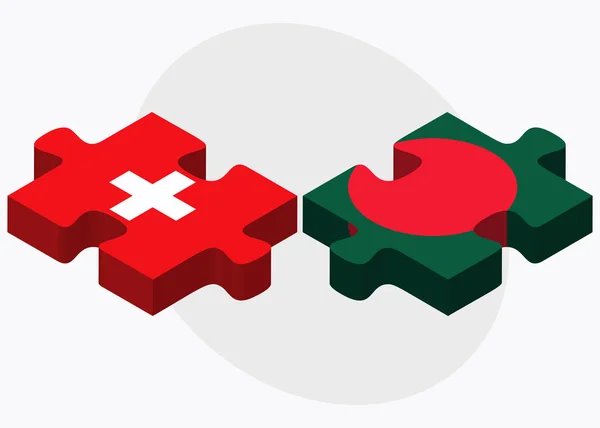 瑞士和孟加拉国国旗 — 图库矢量图片