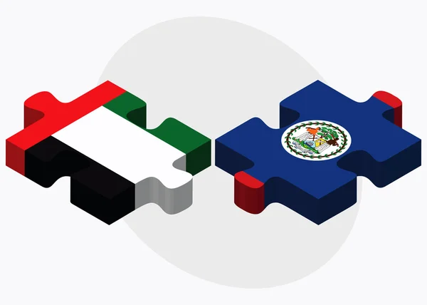 Emiratos Árabes Unidos y Banderas de Belice — Vector de stock