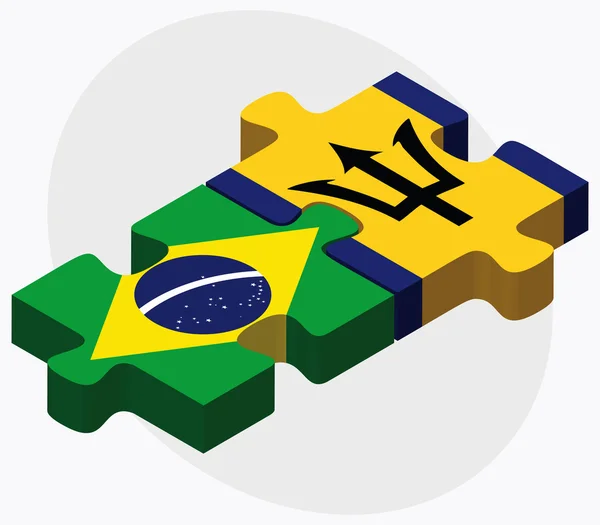 Brasilien und Barbados Flaggen — Stockvektor