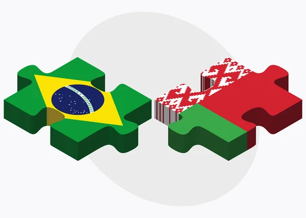 Brazil and Belarus Flags — Stock Vector