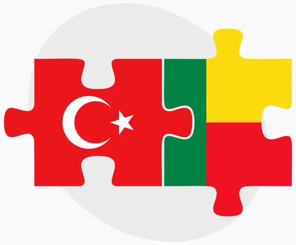 Turkiet och Benin flaggor — Stock vektor