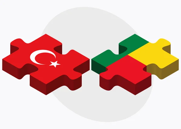 Turkiet och Benin flaggor — Stock vektor