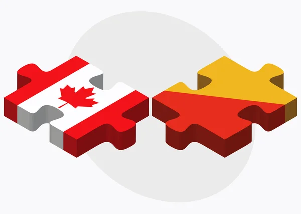 Banderas de Canadá y Bután — Vector de stock