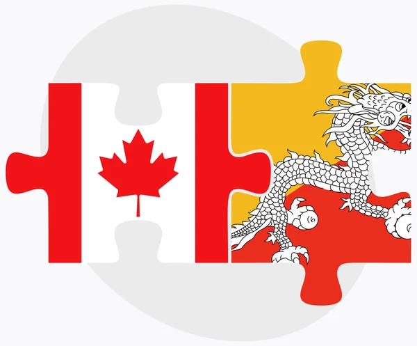 Canada en Bhutan vlaggen — Stockvector