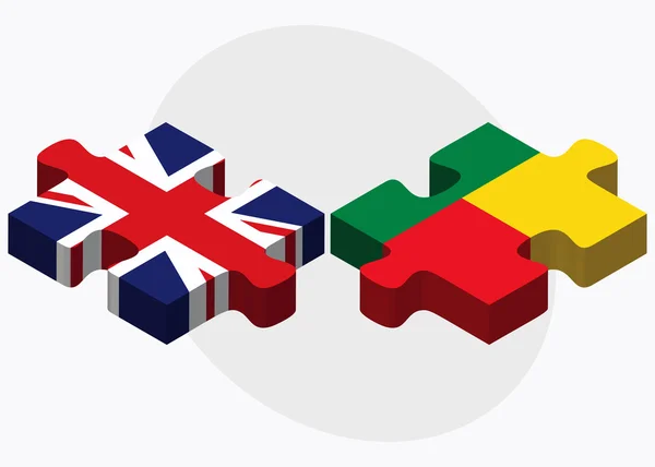 Bandiere del Regno Unito e del Benin — Vettoriale Stock