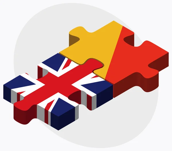 Bandeiras do Reino Unido e do Butão — Vetor de Stock