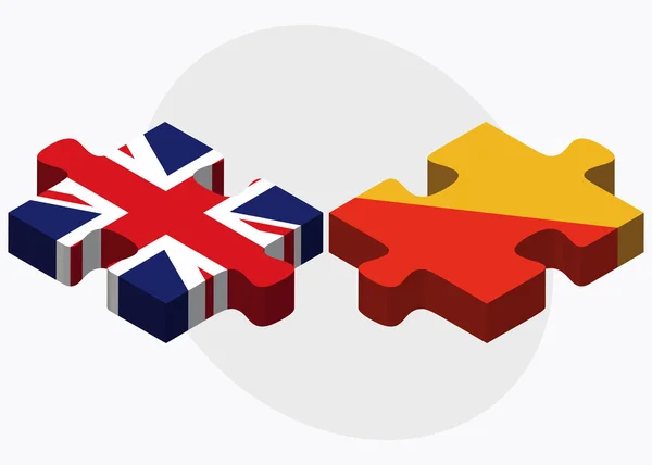 United Kingdom and Bhutan Flags — Stock Vector