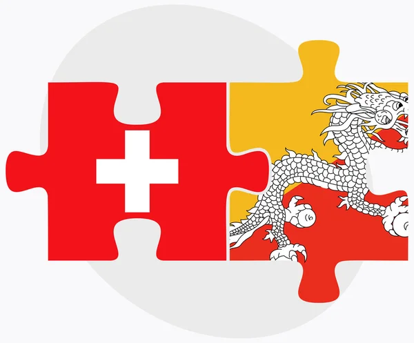Švýcarsko a Bhútán příznaky — Stockový vektor