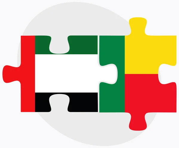 Emirati Arabi Uniti e Bandiere del Benin — Vettoriale Stock