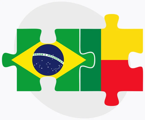 Brazil and Benin Flags — Stock Vector